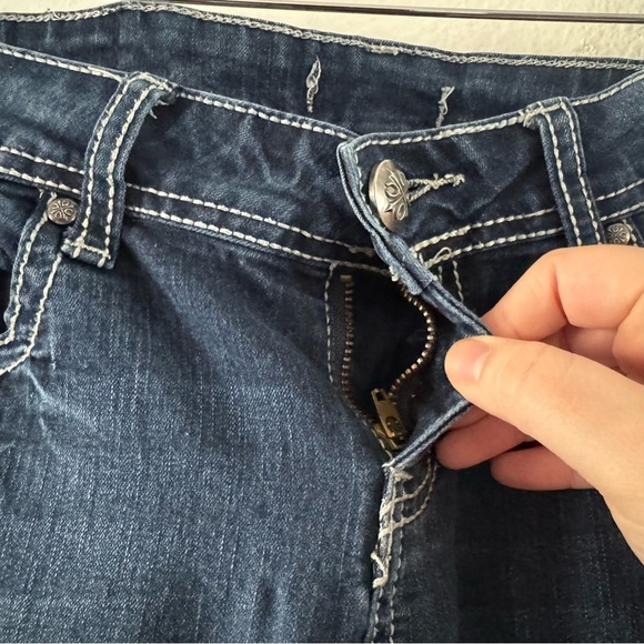 Denim Embroidered Bootcut Unique Paisley Sequin Flashy Sound Girl Size 9 Western - Picture 12 of 16